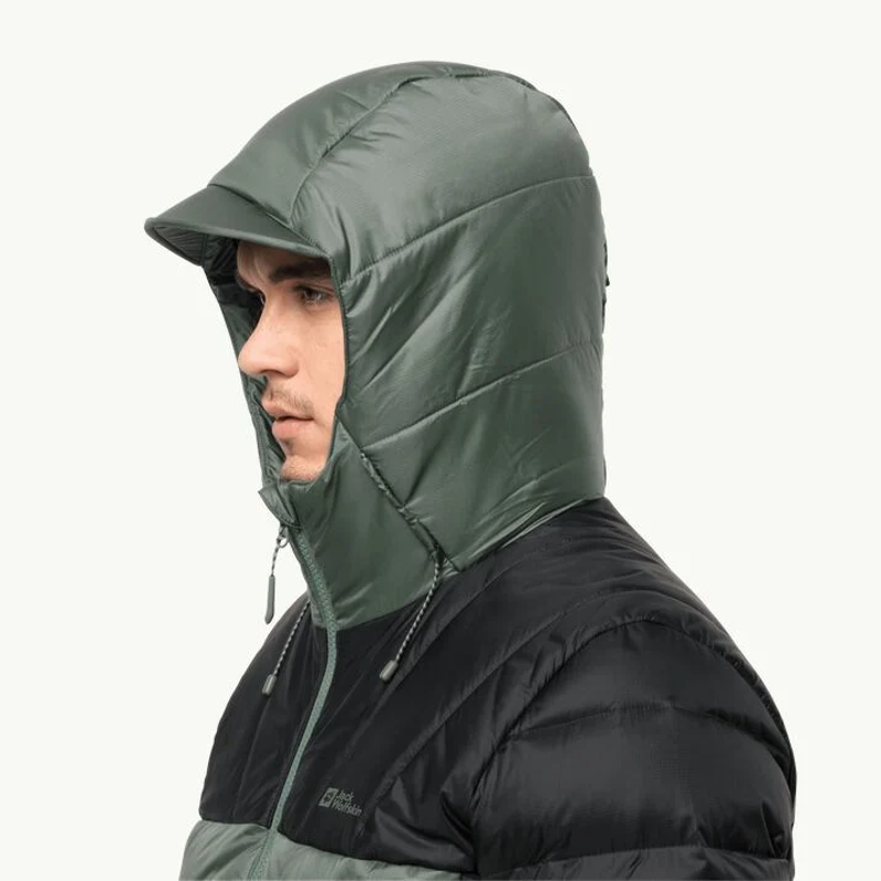 Jack Wolfskin Nebelhorn Down Hoody Mens in Hedge Green-2